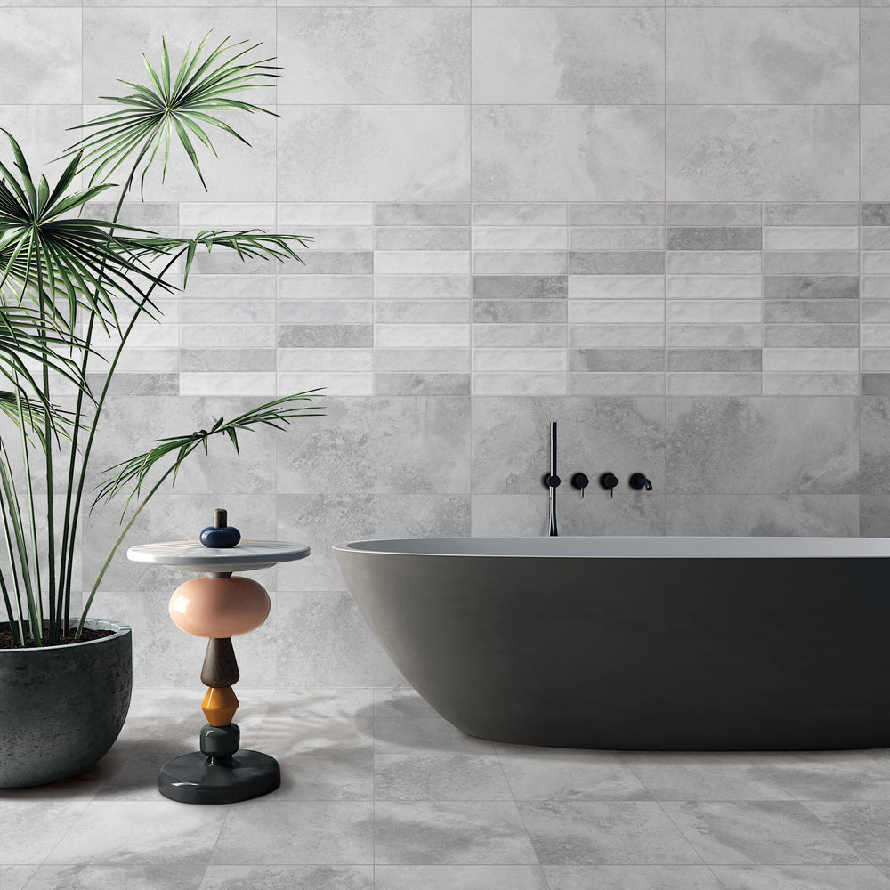 Virtu Block Satin Wall Tiles (with plain tiles)