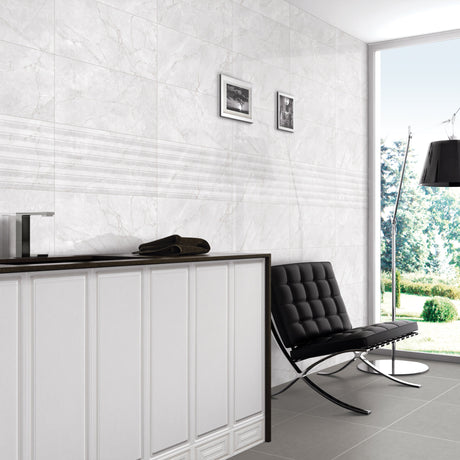Celestia Bianco Gloss Wall Tile (with coordinating decor)