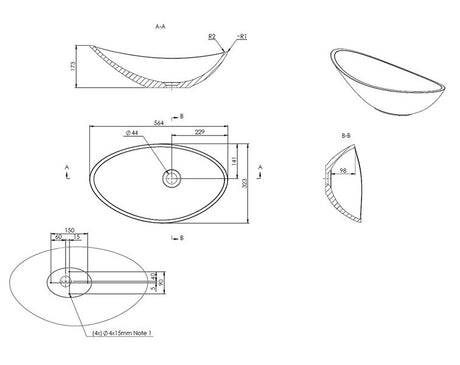 Chapel White Washbowl 564 x 323mm