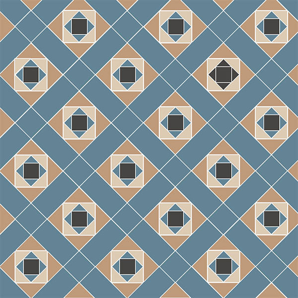 Conway pattern in Buff, Blue, Black & White
