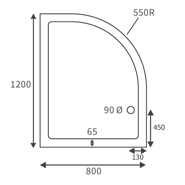 Splash Low Profile Offset Quadrant Tray & Waste (RH) 1200 x 800mm