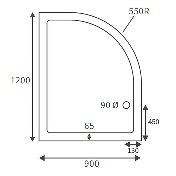 Splash Low Profile Offset Quadrant Tray & Waste (RH) 1200 x 900mm