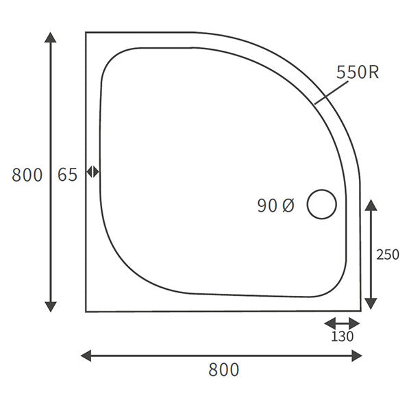 Splash Low Profile Quadrant Tray & Waste 800 x 800mm