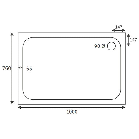 Splash Low Profile Rectangular Tray & Waste 1000 x 760mm