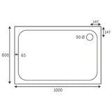 Splash Low Profile Rectangular Tray & Waste 1000 x 800mm
