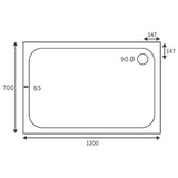 Splash Low Profile Rectangular Tray & Waste 1200 x 700mm