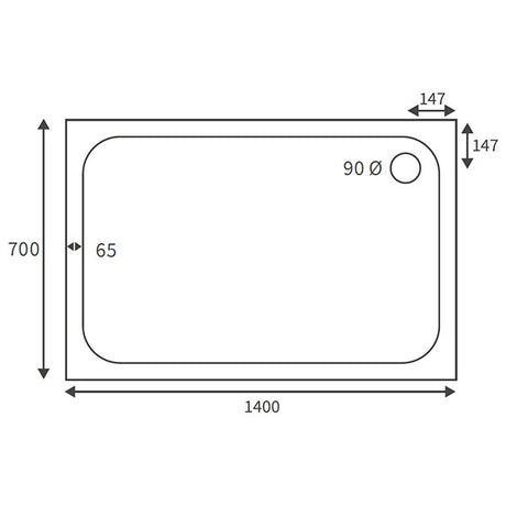 Splash Low Profile Rectangular Tray & Waste 1400 x 700mm
 
 