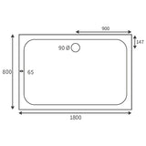 Splash Low Profile Rectangular Tray 1800 x 800mm