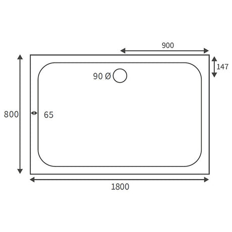 Splash Low Profile Rectangular Tray 1800 x 800mm