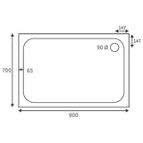 Splash Low Profile Rectangular Tray & Waste 900 x 700mm