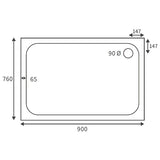 Splash Low Profile Rectangular Tray & Waste 900 x 760mm