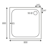 Splash Low Profile Square Tray 800 x 800mm