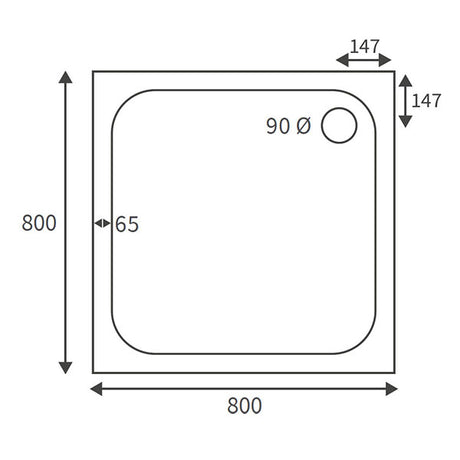 Splash Low Profile Square Tray 800 x 800mm