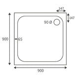 Splash Low Profile Square Tray & Waste 900 x 900mm