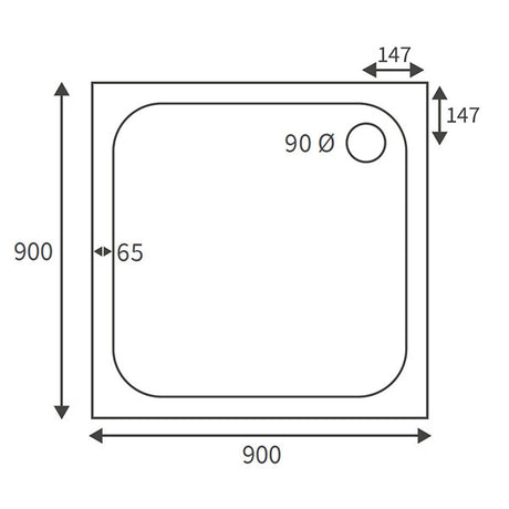 Splash Low Profile Square Tray & Waste 900 x 900mm