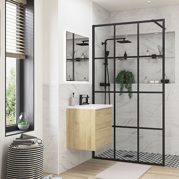 Splash Fresco Wetroom Panel Black Framed