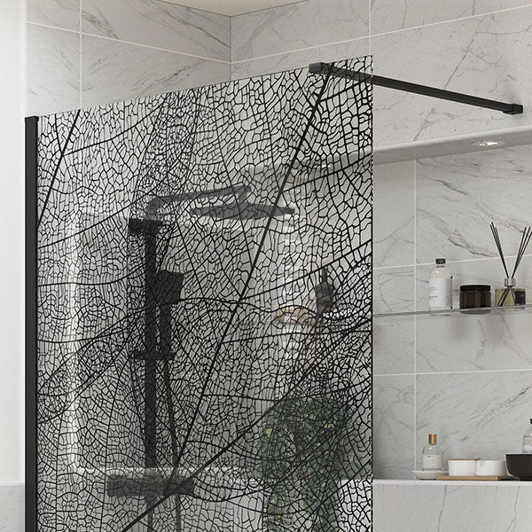 Splash Fresco Wetroom Panel Black Leaf