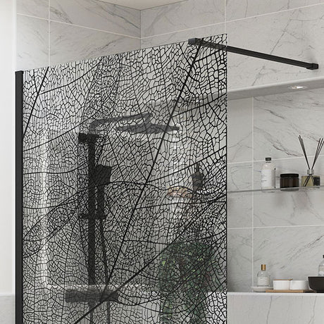 Splash Fresco Wetroom Panel Black Leaf