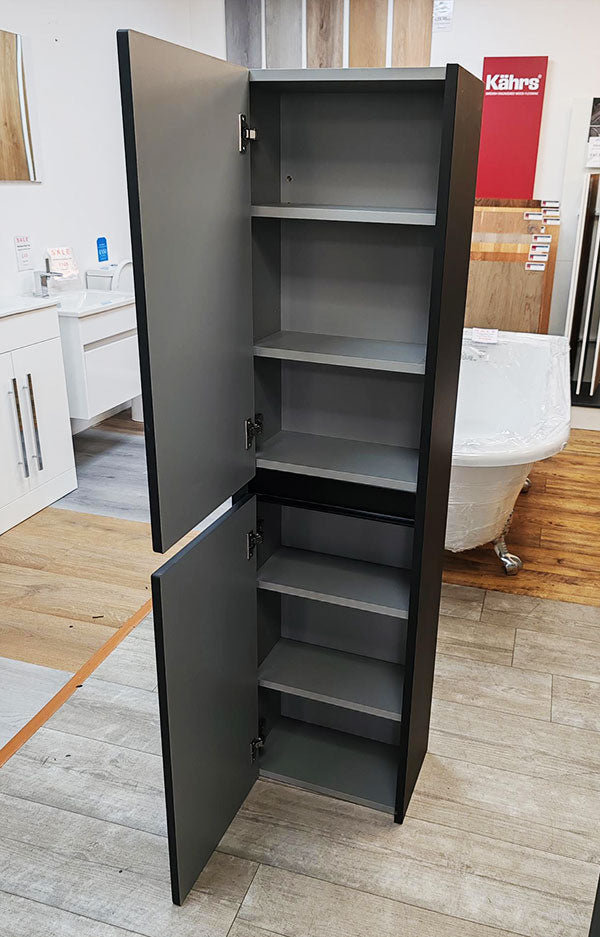 Deuco Wall Hung 2 Door Black Tall Unit 400mm