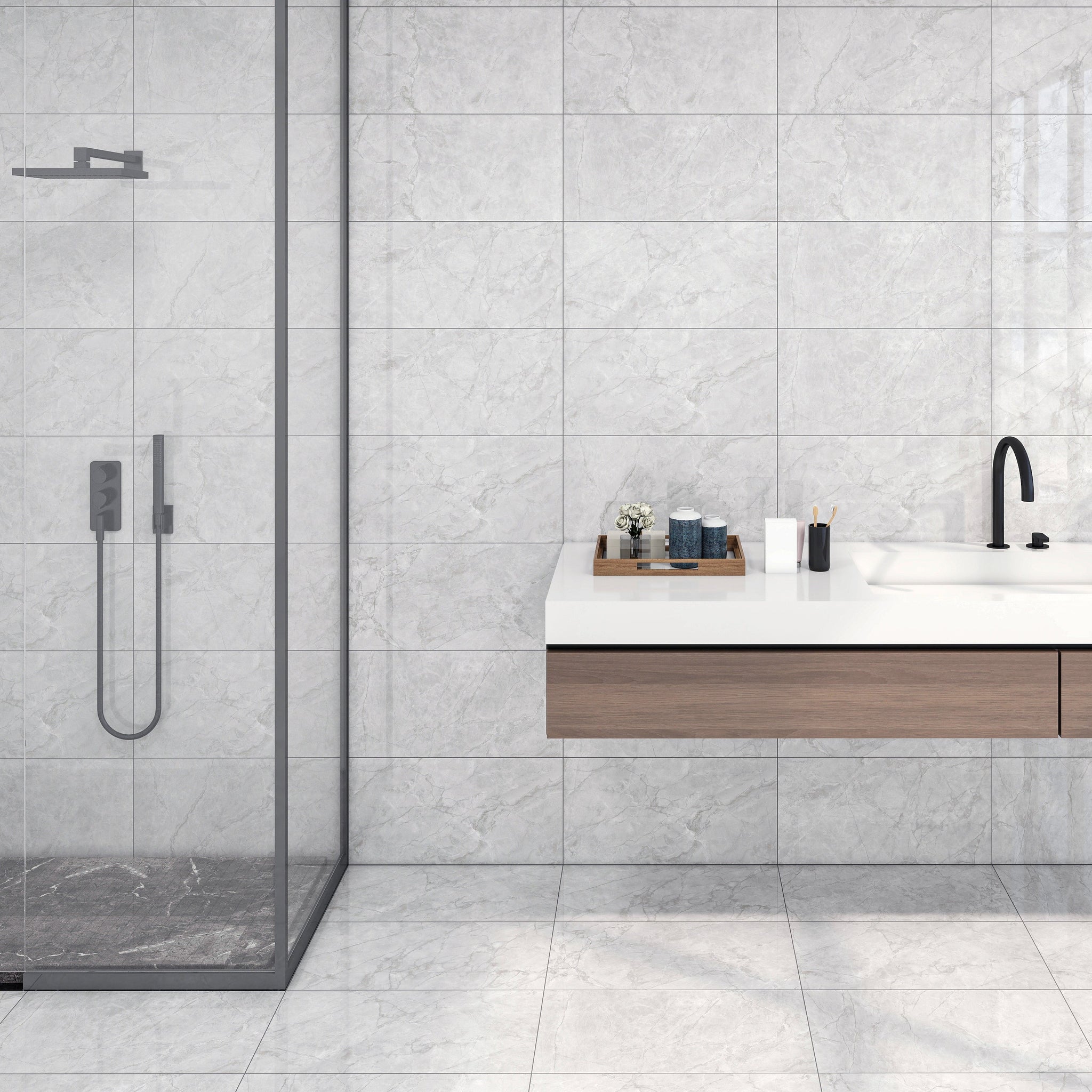 Allegro Light Grey Polished Tiles