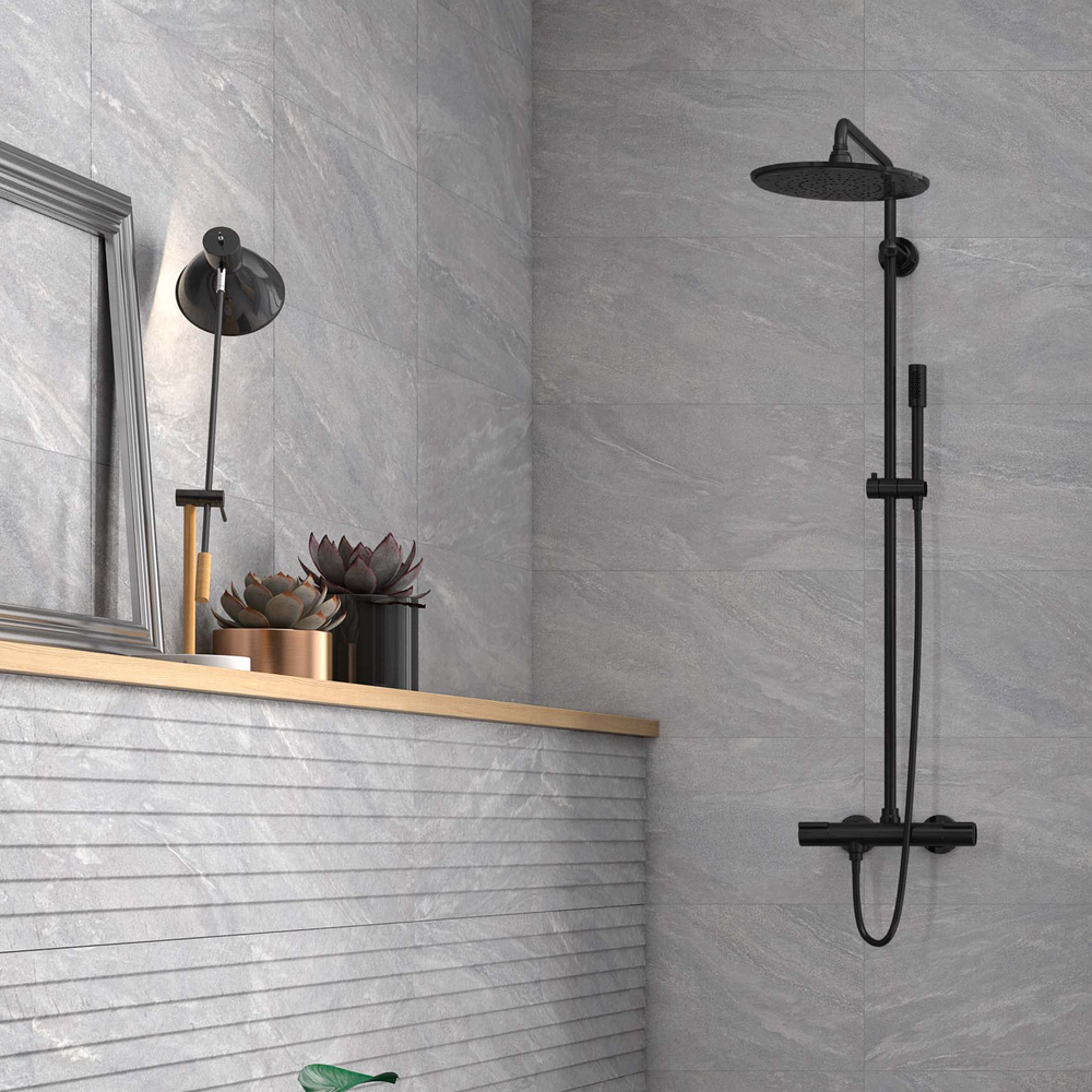 Slate Silver Matt Tiles (including decor tile)