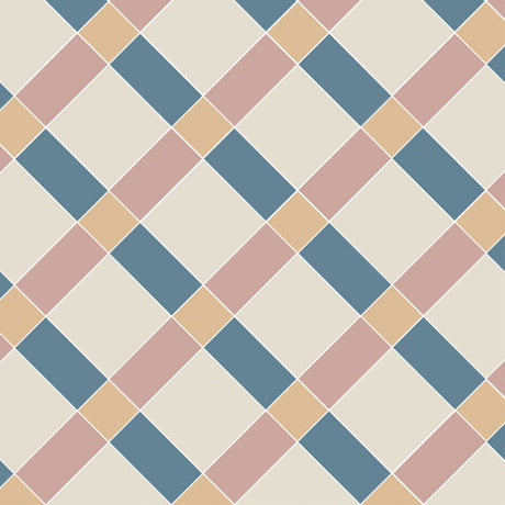 Falkirk pattern in Dover White, Blue, Carnation Pink & Hawthorn Yellow