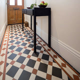 Falkirk pattern in Black, Red and White with border based on Clare