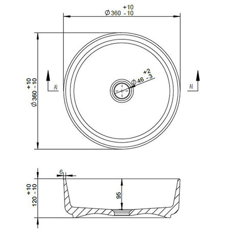 Gallery Round Washbowl & Waste 355mm