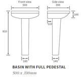 Hampton 1TH Basin & Full Pedestal 500 x 390mm