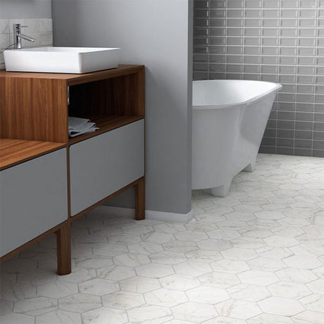 Carrara Hexagon Tile 17.5 x 20cm
