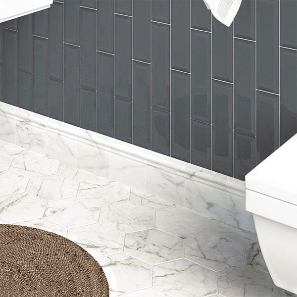 Carrara Hexagon Tile 17.5 x 20cm