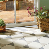 Hexham pattern with a Rossetti border in Chester Mews, Holkham Dune and Revival Grey