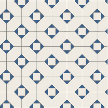 Huntingdon pattern in Dover White & Pugin Blue
