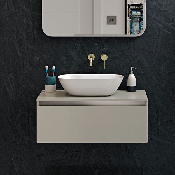 Hyde White Resin Washbowl 460 x 320mm (unit & tap not included)