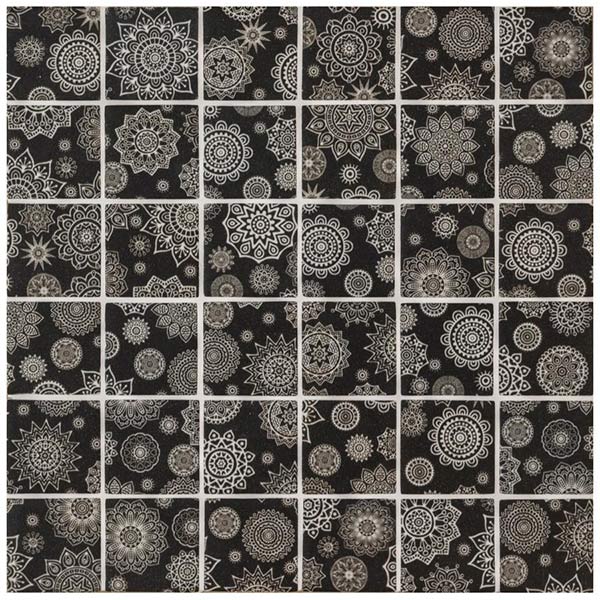 Kaleidoscope Black & White Glass Mosaic 29.7 x 29.7cm
