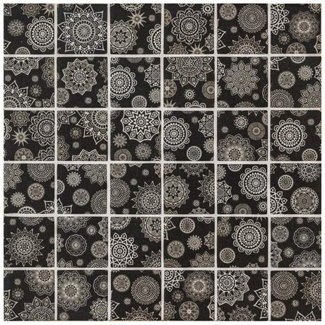 Kaleidoscope Black & White Glass Mosaic 29.7 x 29.7cm
