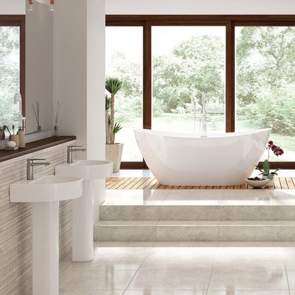 Kew 1TH Basin & Full Pedestal 555 x 430mm