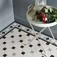 Nottingham 3 colour pattern in Black, Grey and Dover White with Conrad border