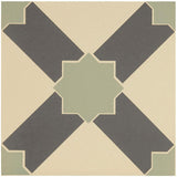 Odyssey Alhambra Denim and Light Jade on White Tile