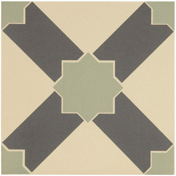 Odyssey Alhambra Denim and Light Jade on White Tile