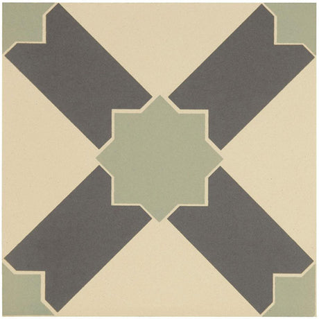 Odyssey Alhambra Denim and Light Jade on White Tile