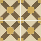 Odyssey Alhambra Summer Yellow and Regency Bath on White Tiles, pattern repeat