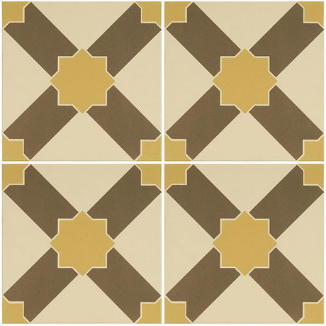 Odyssey Alhambra Summer Yellow and Regency Bath on White Tiles, pattern repeat