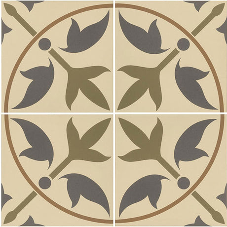 Odyssey Assyrian Dublin, Denim & Old London on White Tiles, pattern repeat