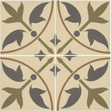 Odyssey Assyrian Dublin, Denim & Old London on White Tiles, pattern repeat