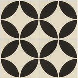 Odyssey Bavaria Black on Dover White Tiles, repeat pattern