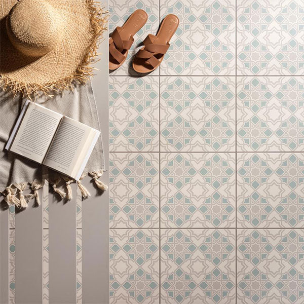 Odyssey Bolero Teal on Chalk Tiles