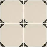 Odyssey Empire Black on Dover White Tiles, pattern repeat