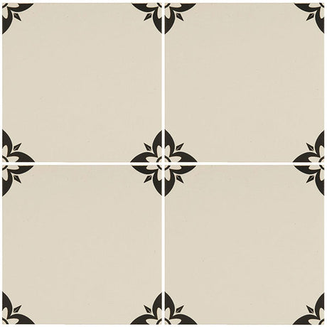 Odyssey Empire Black on Dover White Tiles, pattern repeat