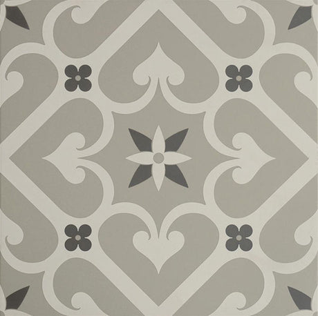 Odyssey Epoque White & Dark Grey on Grey 29.8 x 29.8cm